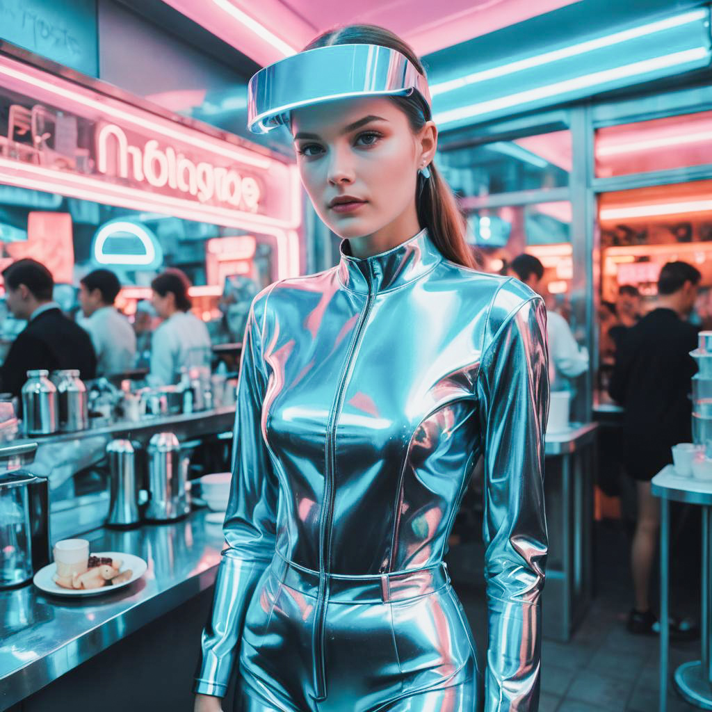 Futuristic Fashion at a French Cafe