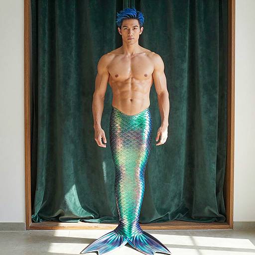 Muscular Adult Male Mermaid in Costume