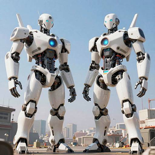 AI Machines Clash in Cyberpunk Art