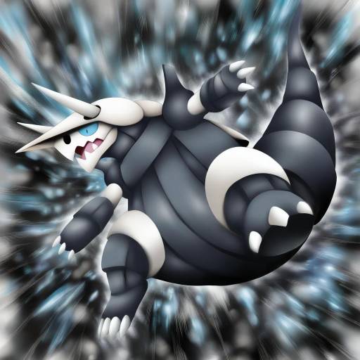 Illustration of Aggron, pokemon in the style of Ouno (nounai disintegration)