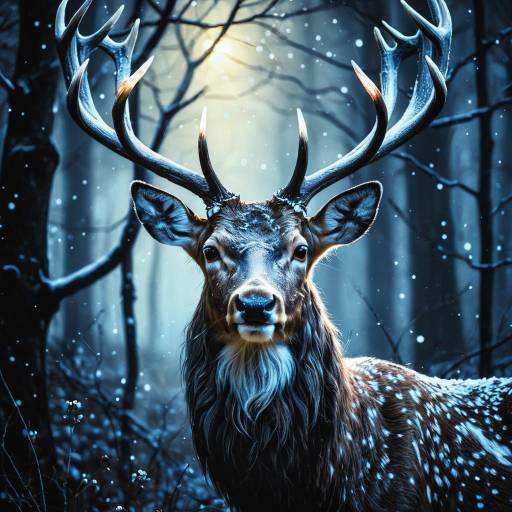 Ethereal Stag in Snowy Forest