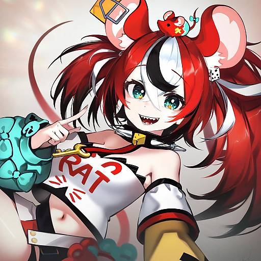 Illustration of Mr. squeaks (hakos baelz), hololive in the style of Ribiadan