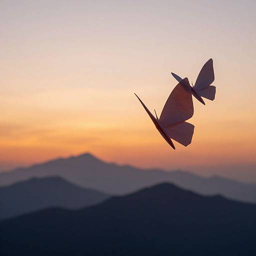 Origami Mountains Transforming at Sunset