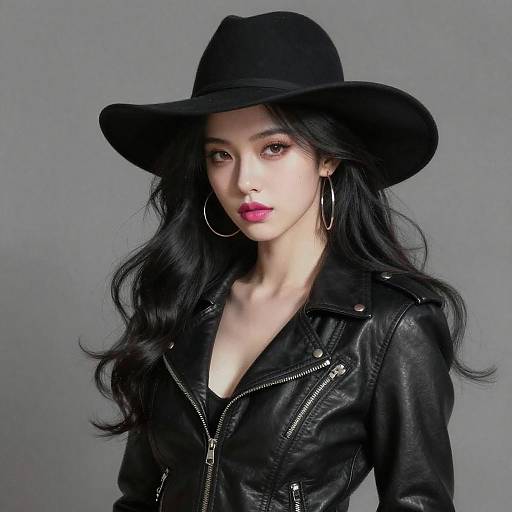 Stunning Woman in Black Leather Jacket