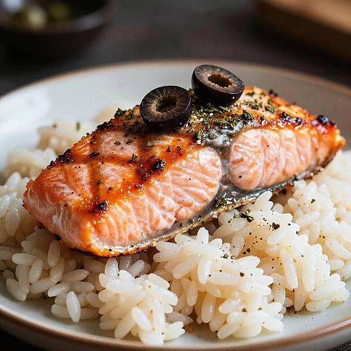Close-Up Grilled Salmon with Herbs