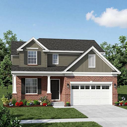 3D Rendered Classic Suburban Manufactured Home