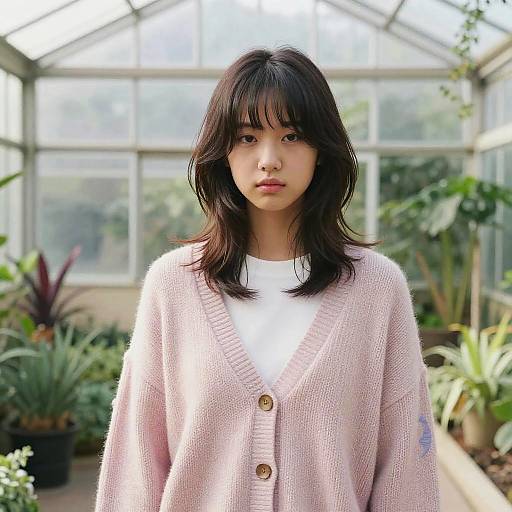 Androgynous Teen with Layered Bangs