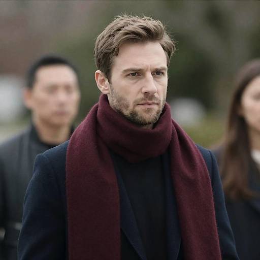 Serious Man Outdoors with Scarf