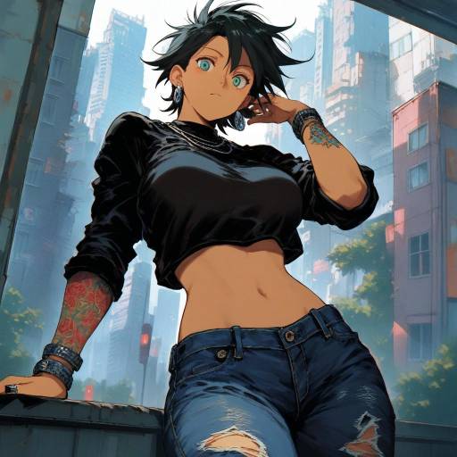 Urban Dorohedoro Girl in Denim Fashion