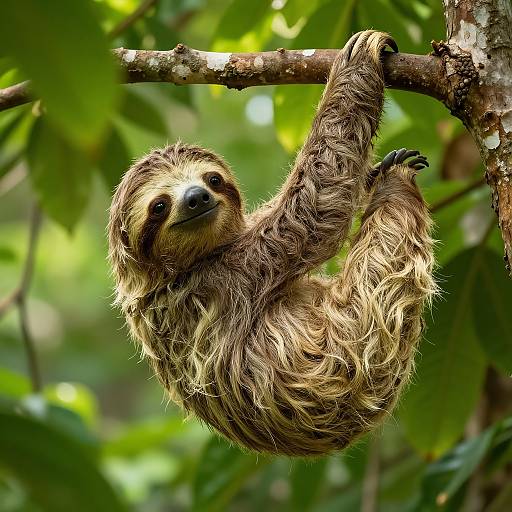 Sloth Hanging from Tropical Tree