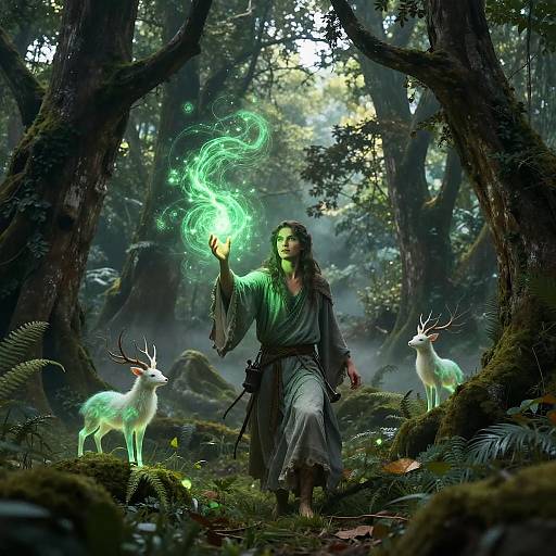 Fantasy Forest Druid Casting Magic