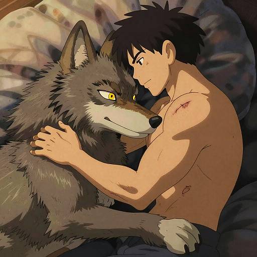 Intimate Furry Cuddle in Cinematic Style