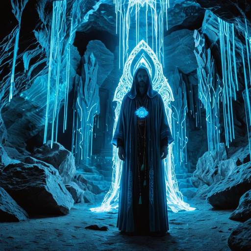 Mystical Seer in Neon Crystal Cave