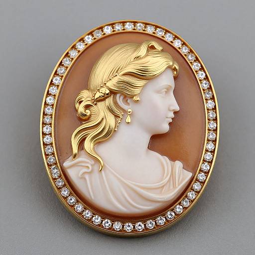 Elegant 14k Gold Cameo Brooch