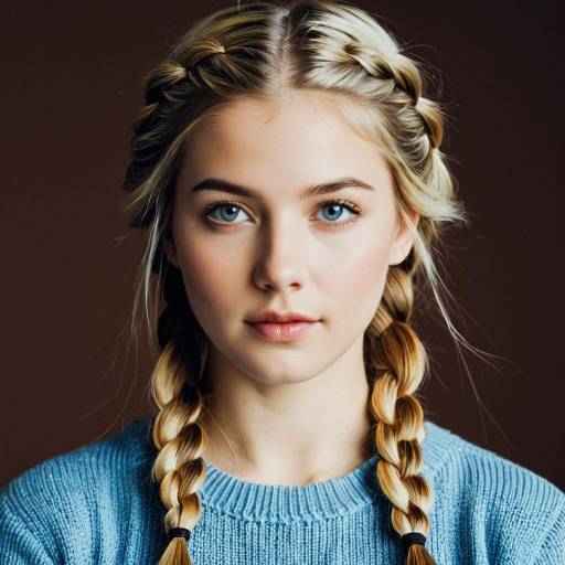 Realistic Portrait of a Girl with Braids