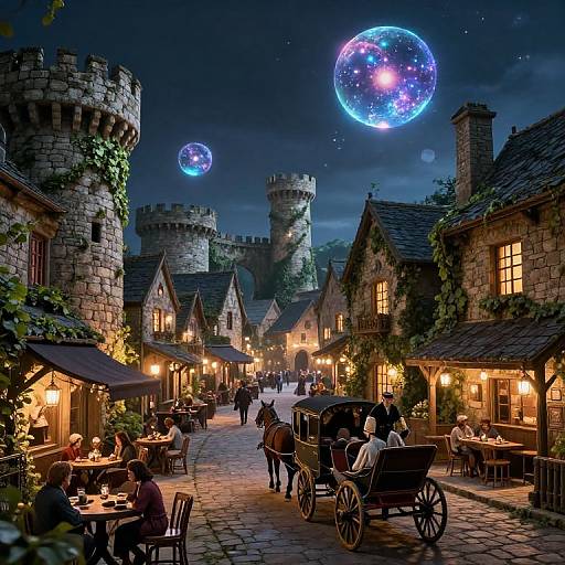 Magical Medieval Town at Night