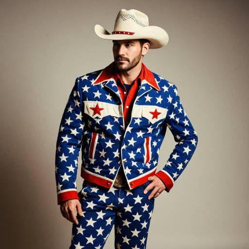 Man in Vintage Americana Patriotic Cowboy Costume