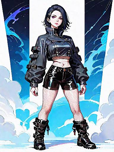 Edgy Dark Fantasy Female Character in Nighttime Fog