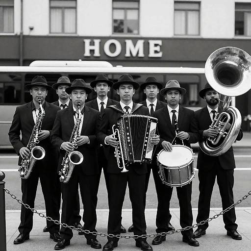 Black and White Jazz Band Portrait