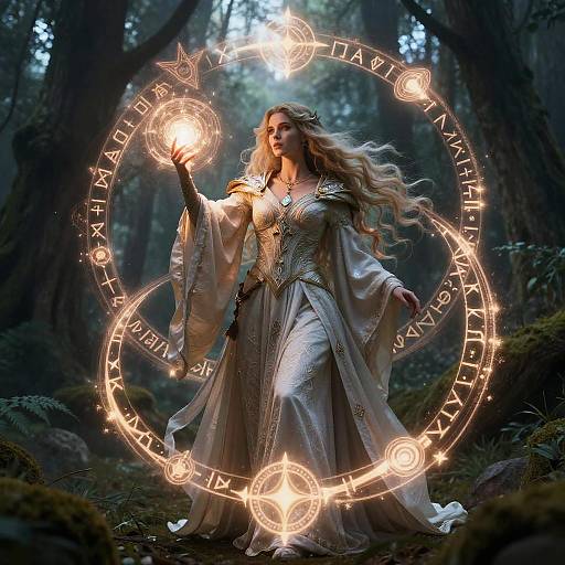 DND Female Wizard Casting Spell