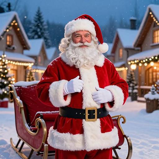 Jolly Santa in Festive Winter Village