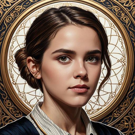 Hyperdetailed Digital Portrait of a Woman with Art Nouveau Background
