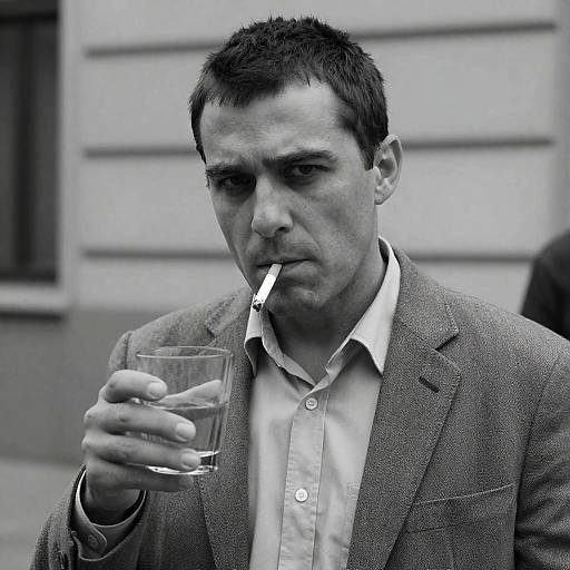 Intense Man in Black-and-White Portrait