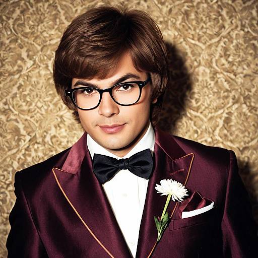 Man in Retro Formal Suit with Glasses and Bowtie