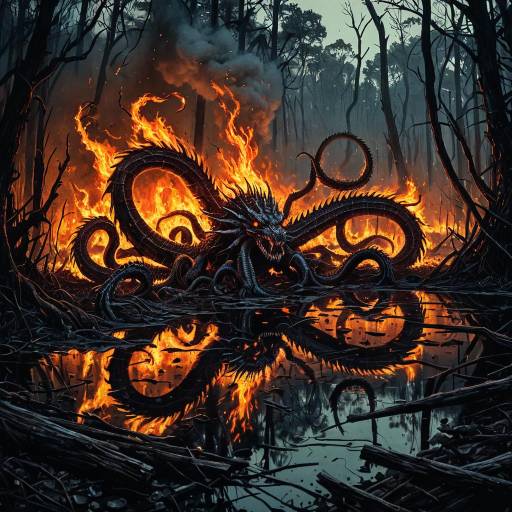 Fire Hydra in Scorched Swamp