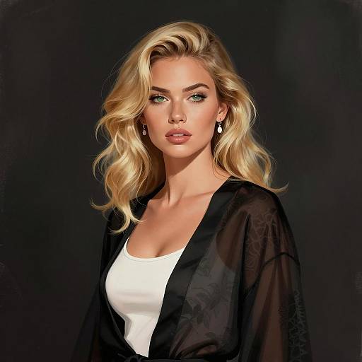 Serene Blonde Woman in Sheer Robe