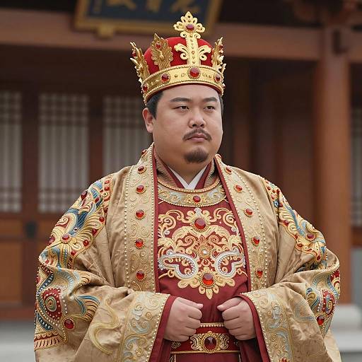 Asian Man in Traditional Royal King Costume