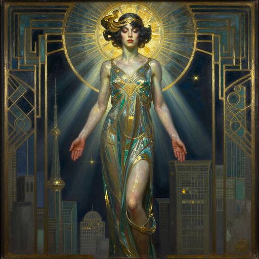 Art Deco Seeress with God Rays