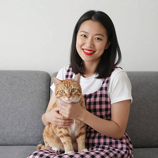Cozy Portrait of Woman with Cat