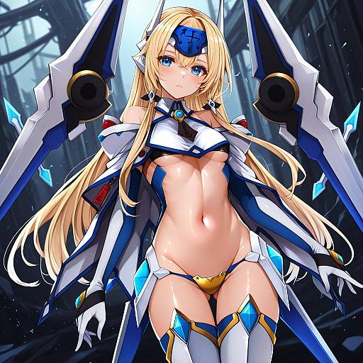 Illustration of Mu-12, blazblue in the style of Muoto