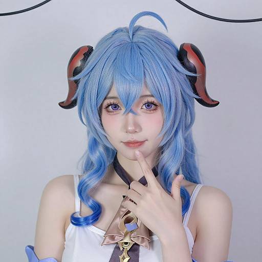 Playful Woman with Blue Hair and Cables