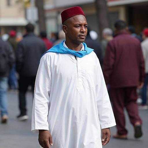 Man in White Robe with Accessories