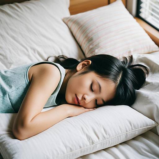 Little Girl Sleeping Peacefully in Bed