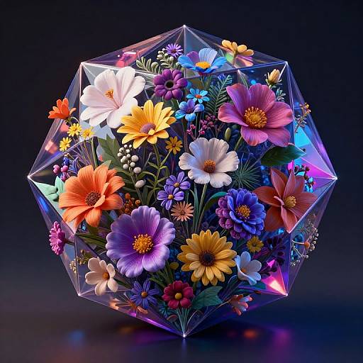 Hyper-Realistic Psychedelic Octahedron Scene