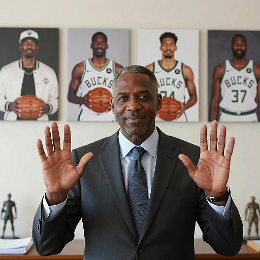 Man in Suit Posing with Basketball Photos