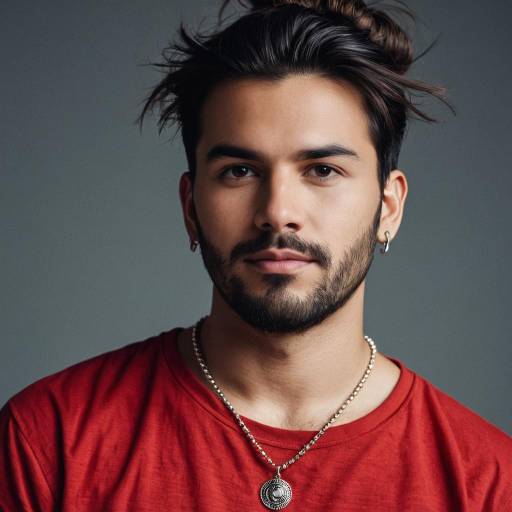 Realistic Portrait of a Messy Bun Man