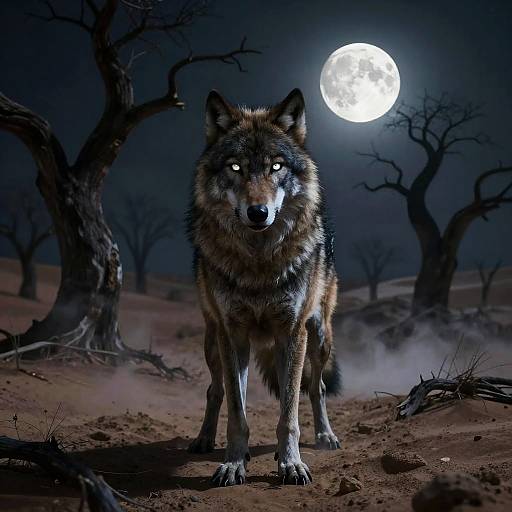 Haunting Skinwalker in Moonlit Desert