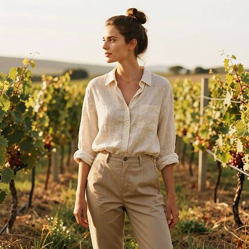 Sunlit Vineyard Casual Fashion Portrait