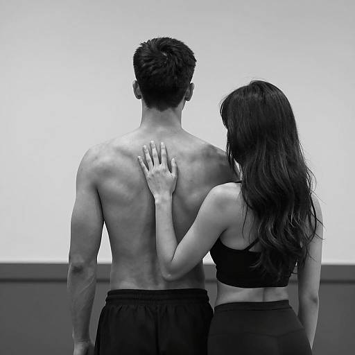 Back View of Couple in Athletic Wear