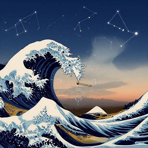 Surreal Wave with Timeless Clock