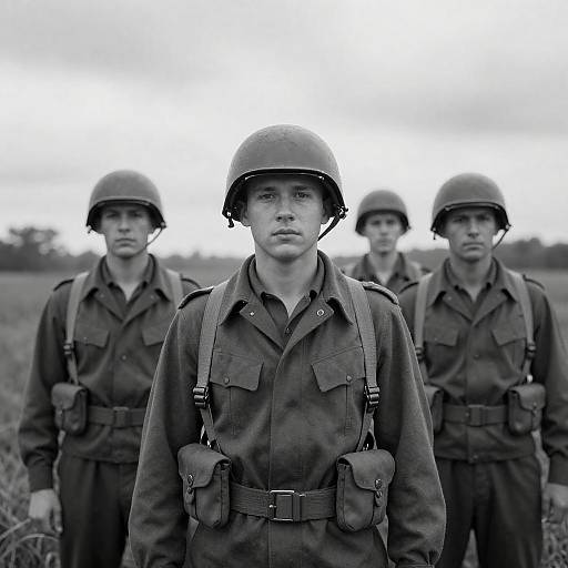 World War II Soldiers in Black-and-White