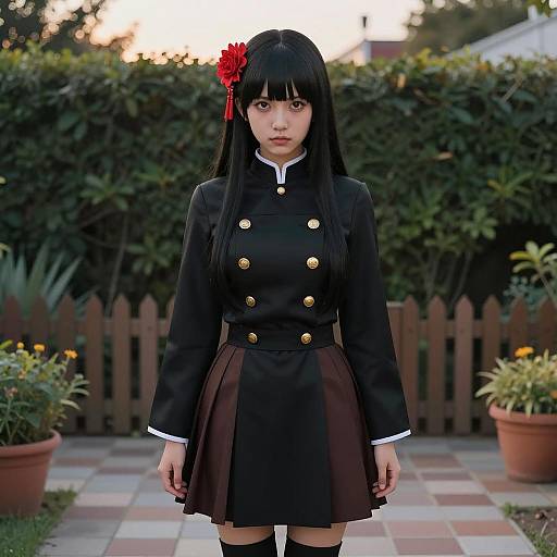 Elegant Anime Mavis in Halloween Garden