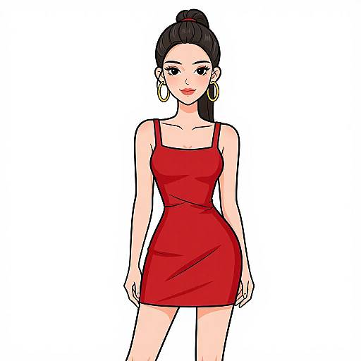 Chic Woman in Red Bodycon Dress