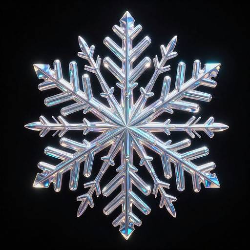 Iridescent Snowflake with Holographic Glow