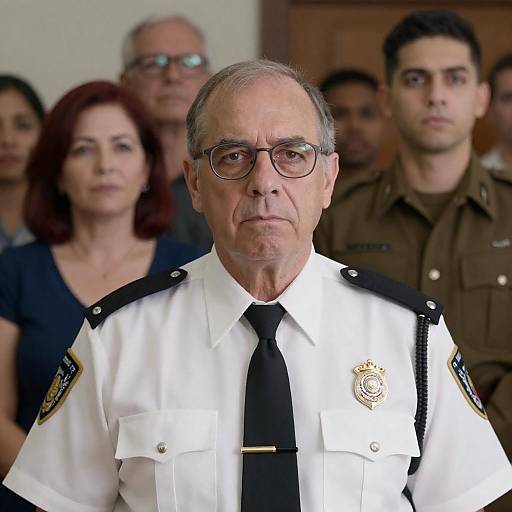 Intense Indoor Gathering in Police Uniform