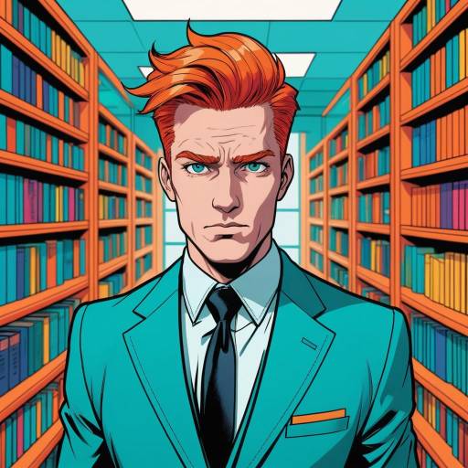Confident Man in Teal Suit and Books